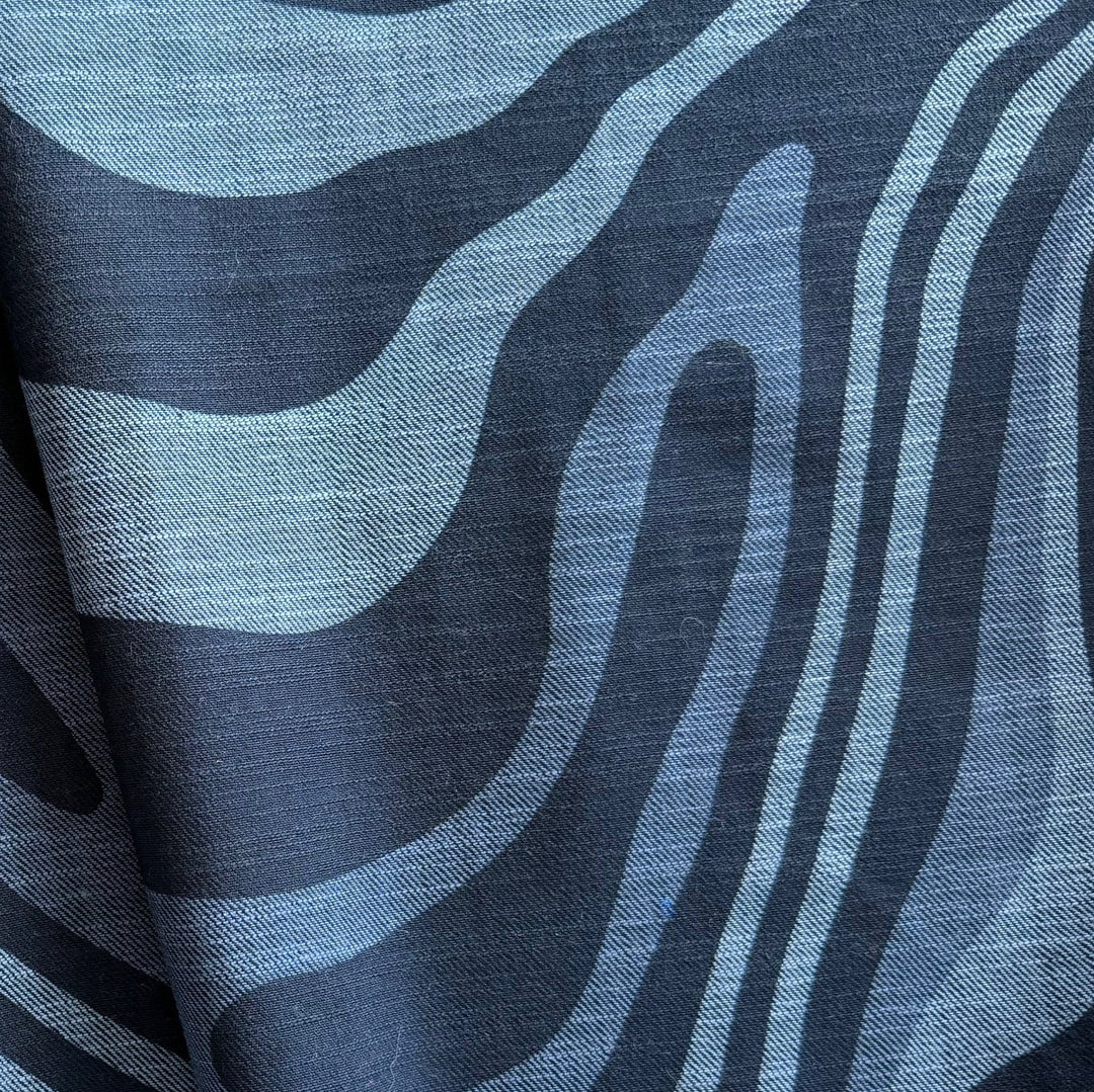 10 oz Large-Scale Swooping Tiger Stretch Cotton Blend Denim Twill (Made in Italy)