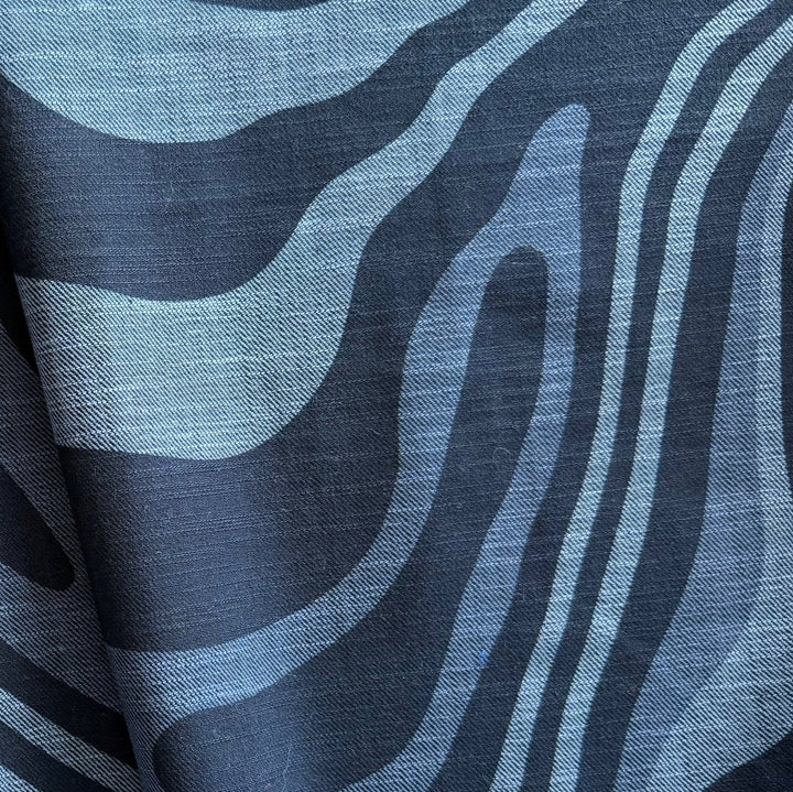 10 oz Large-Scale Swooping Tiger Stretch Cotton Blend Denim Twill (Made in Italy)