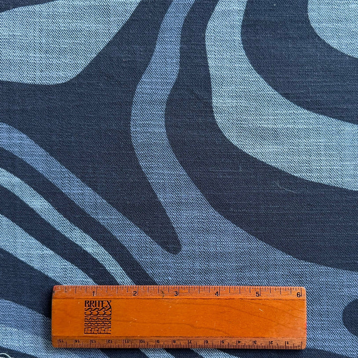 10 oz Large-Scale Swooping Tiger Stretch Cotton Blend Denim Twill (Made in Italy)