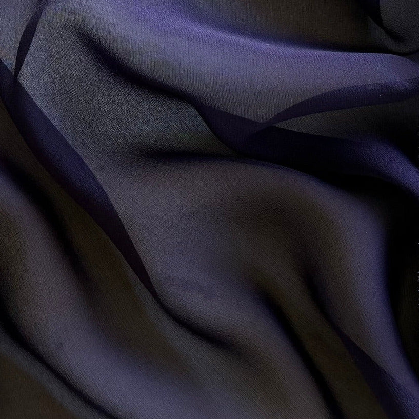 Sheer Charred Eggplant Silk Chiffon (Made in Italy)