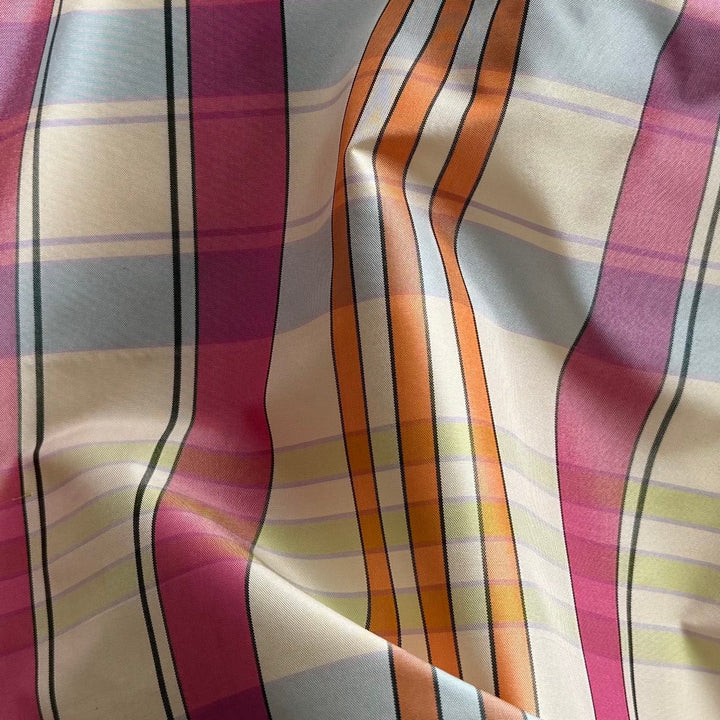 Honeydew Plaid Crisp Silk Taffeta (Made in Italy)