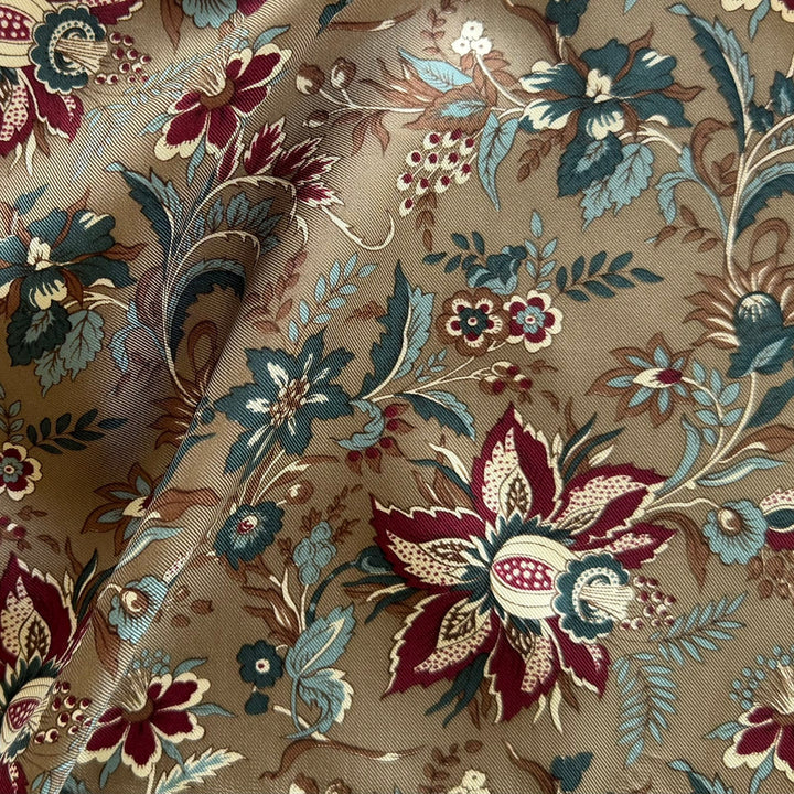 Arabesque Pomegranates on Aged Pottery Silk Twill