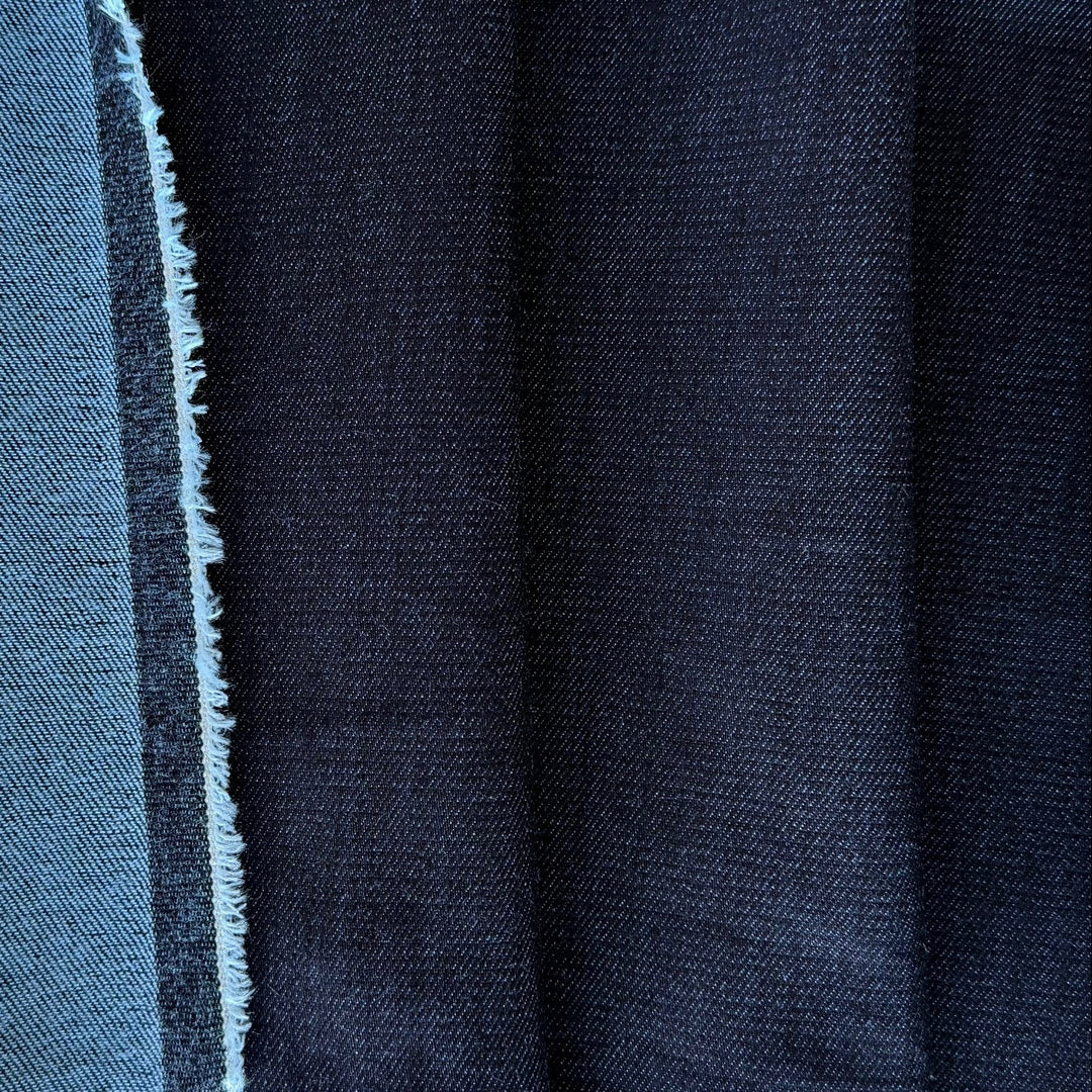 9 oz Washed Indigo Stretch Cotton Denim (Made in Italy)