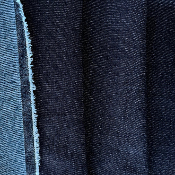 9 oz Washed Indigo Stretch Cotton Denim (Made in Italy)