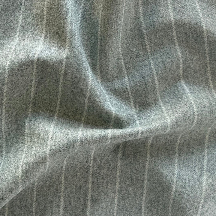 Holland and Sherry Lighter-Weight Greige Striped Selvedged Wool Flannel (Made in England)