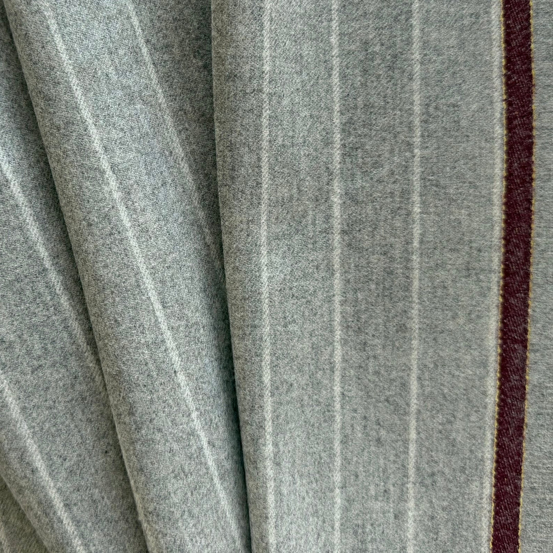 Holland and Sherry Lighter-Weight Greige Striped Selvedged Wool Flannel (Made in England)