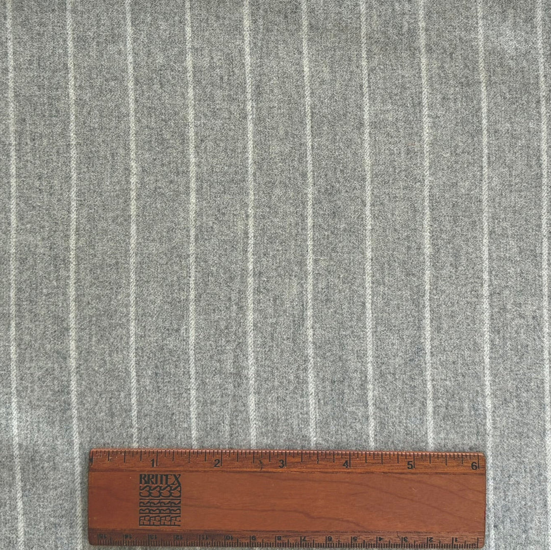 Holland and Sherry Lighter-Weight Greige Striped Selvedged Wool Flannel (Made in England)