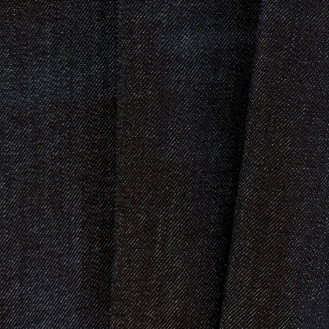 Heavy-Weight 13 oz Classic Jet Black Cotton Denim Twill (Made in Italy)