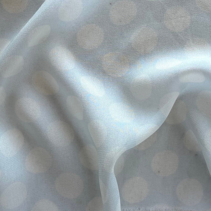 Sheer Delicate Fairy Blue & White Polka Dots Chiffon