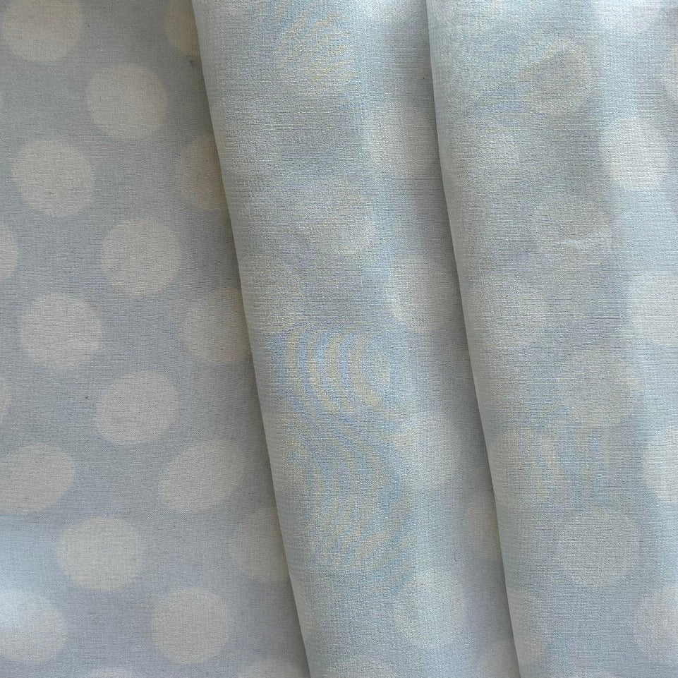 Sheer Delicate Fairy Blue & White Polka Dots Chiffon