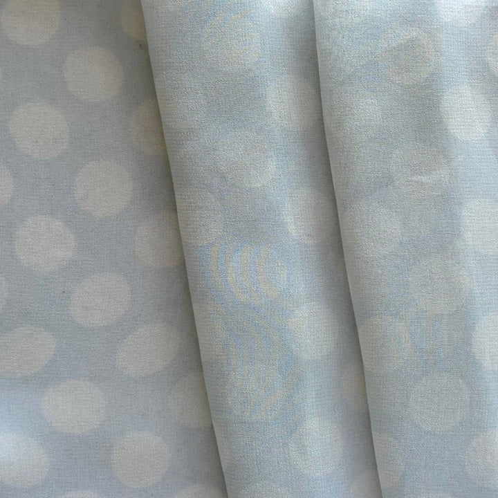 Sheer Delicate Fairy Blue & White Polka Dots Chiffon