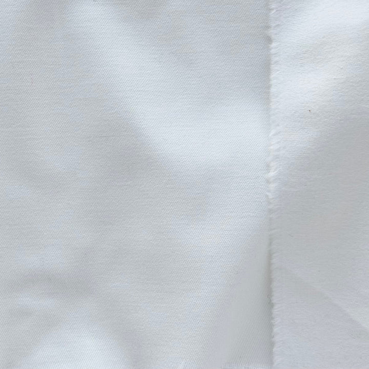 Mid-Weight Marshmallow White Stretch Cotton Twill (Made in Italy)