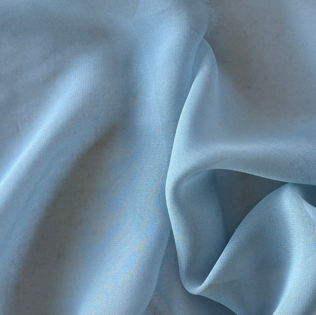 Sheer Early Morning Blue Silk Chiffon