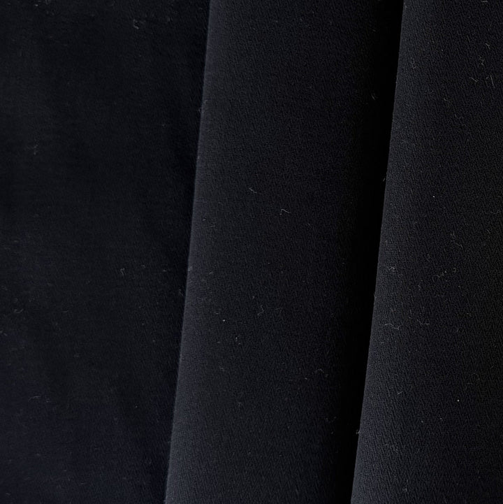 Heavier Jet Black Micro Herringbone Cotton Denim (Made in Italy)
