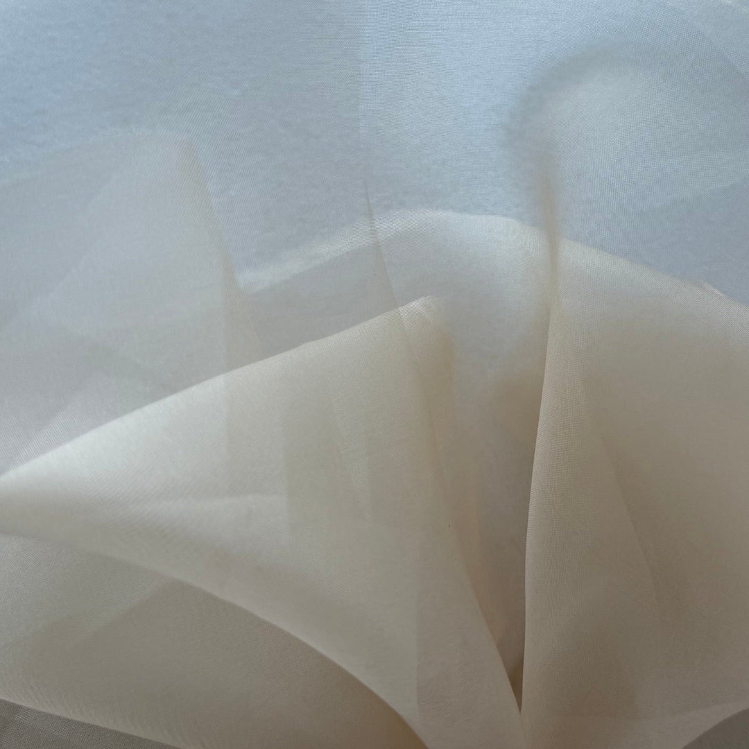 Sheer Pale Apricot Champagne Crisp Silk Organza