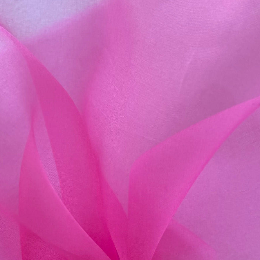 Sheer Deep Cerise Crisp Silk Organza