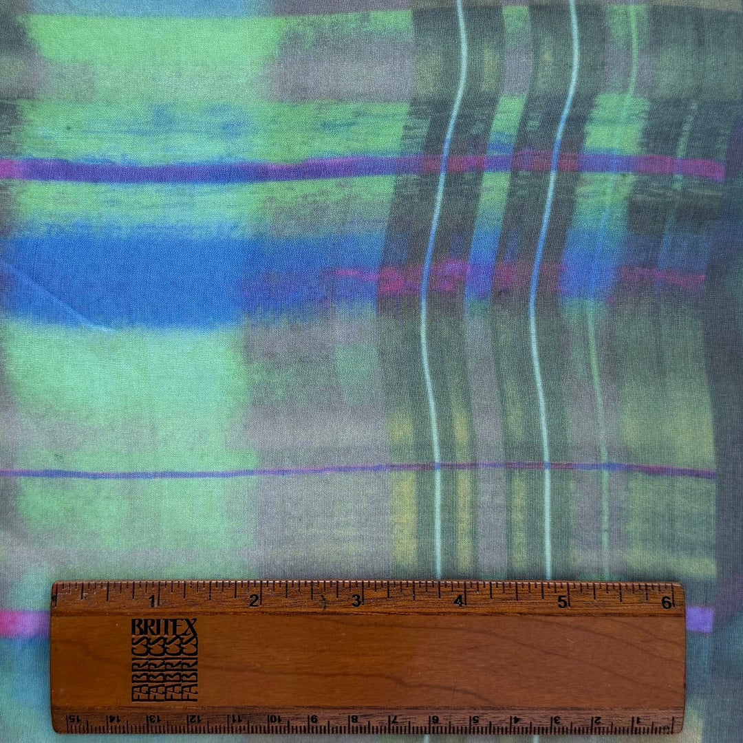 Double Border - Sheer Watercolor Plaid Silk Chiffon (Made in Italy)
