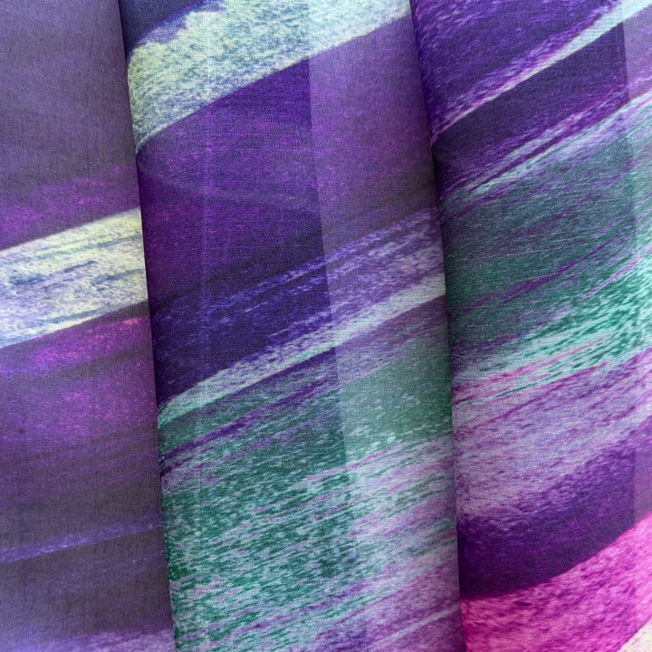 Sheer Diagonal Purple Rain Crisp Silk Organza  (Made in Italy)
