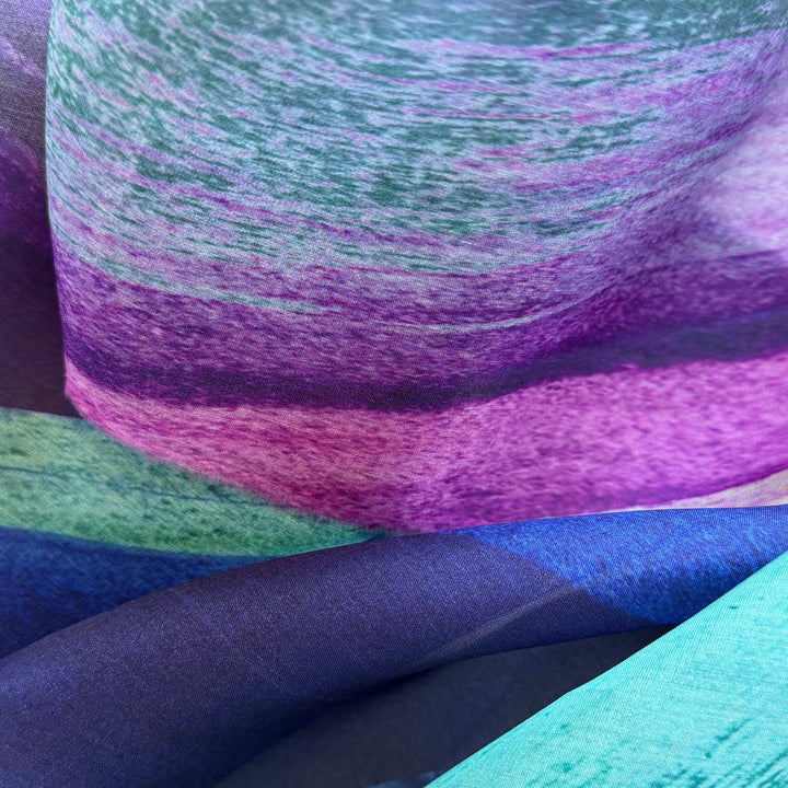 Sheer Diagonal Purple Rain Crisp Silk Organza  (Made in Italy)
