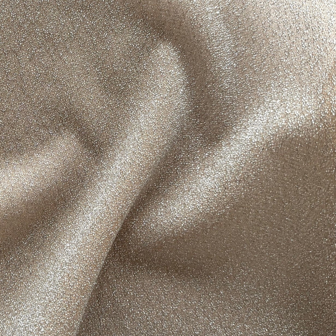 Semi-Sheer Glimmering Silver Golden Bisque Polyester Knit