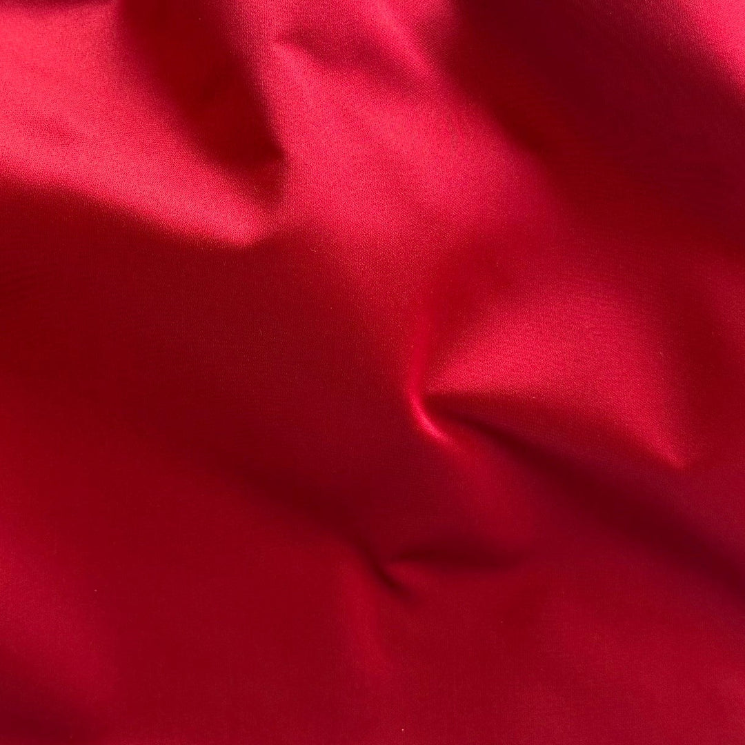 Glamorous Ruby Red Silk Duchess Satin (Made in Italy)