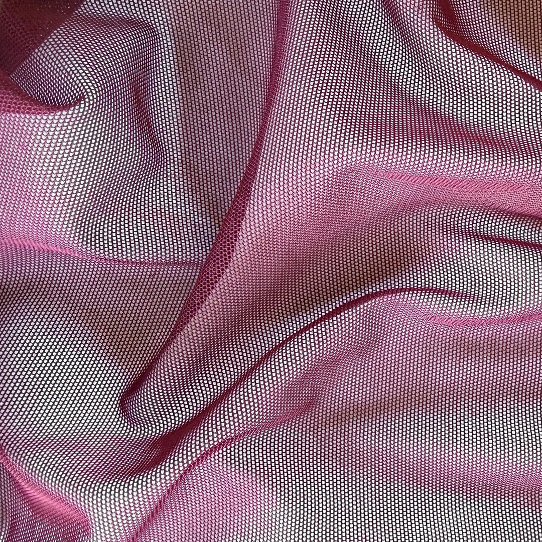 Sheer Maroon Stretch Nylon Mesh (Made in USA)