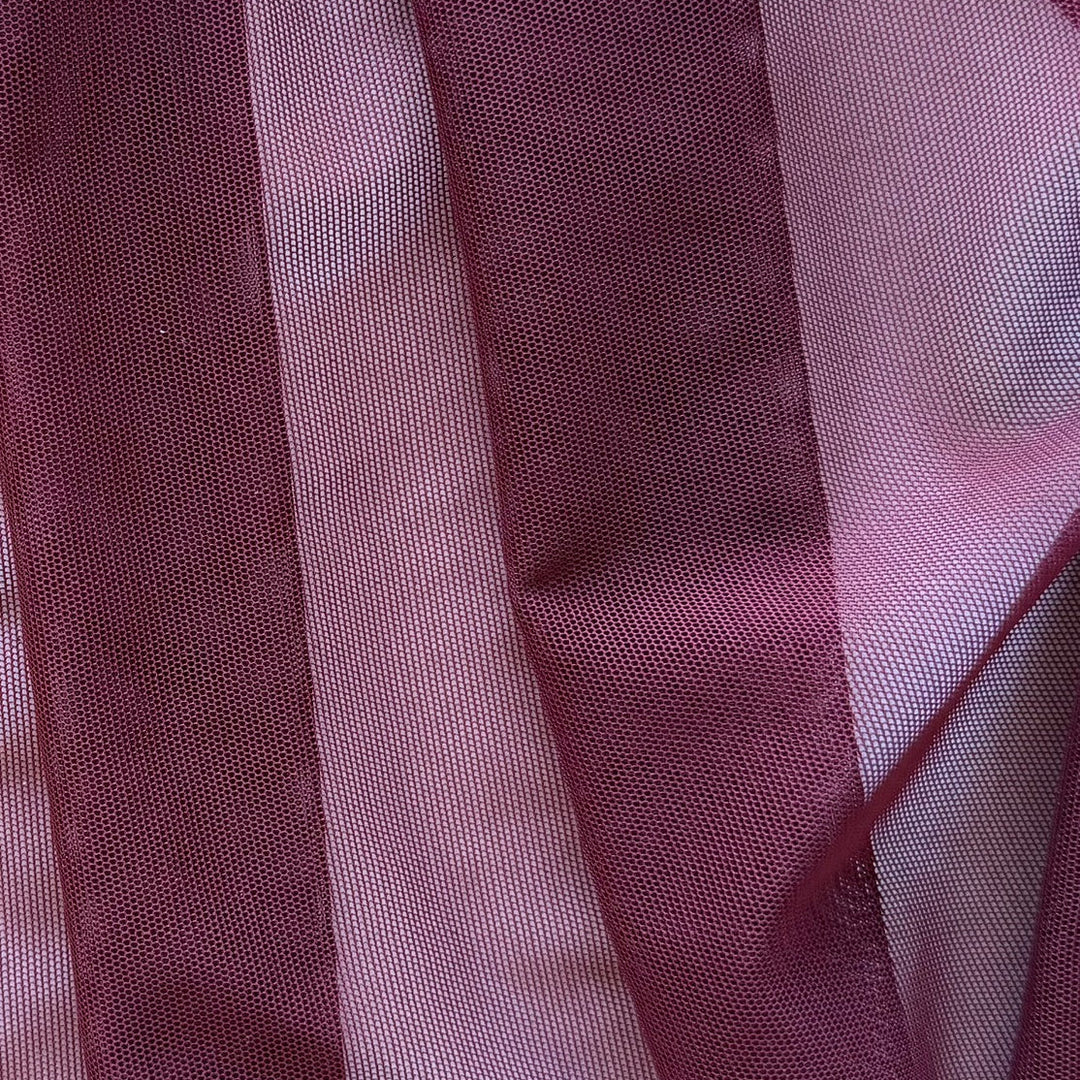 Sheer Maroon Stretch Nylon Mesh (Made in USA)