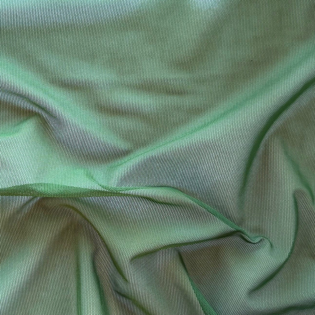 Sheer Christmas Green Stretch Nylon Mesh (Made in USA)