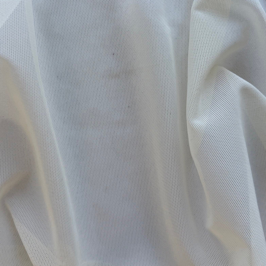 Sheer Warm Ivory Stretch Nylon Mesh (Made in USA)