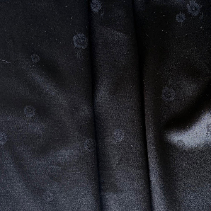 Chic Jet Black Rayon Viscose Satin Crepe Jacquard (Made in Italy)