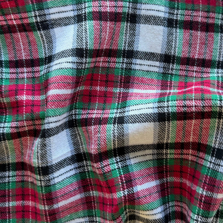 Cozy Cherry & Emerald Plaid Cotton Flannel Shirting