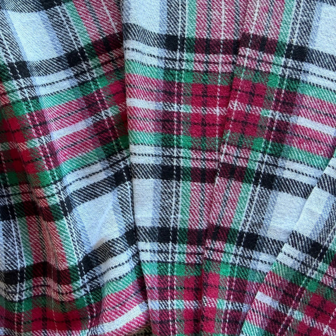 Cozy Cherry & Emerald Plaid Cotton Flannel Shirting