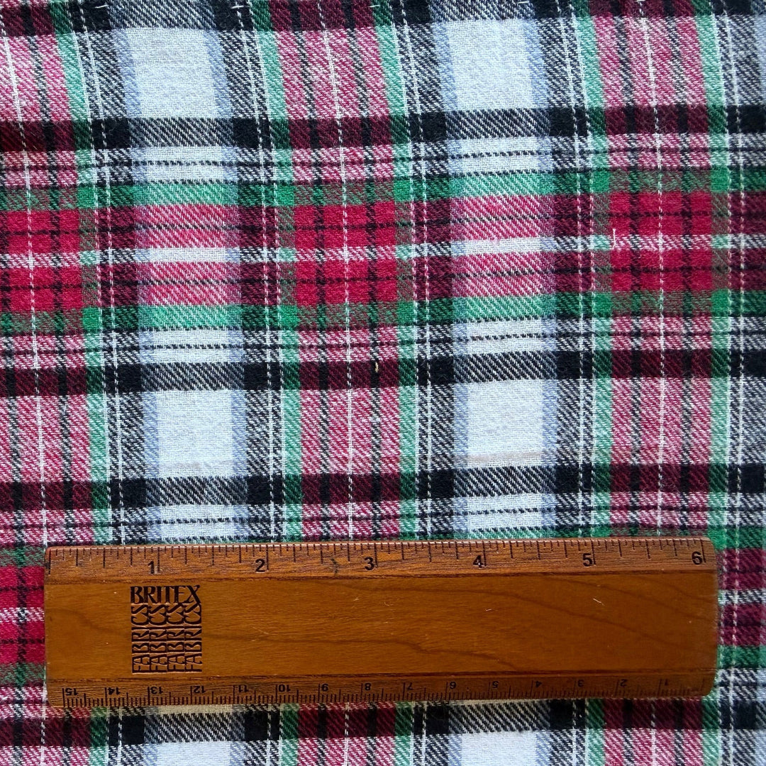 Cozy Cherry & Emerald Plaid Cotton Flannel Shirting