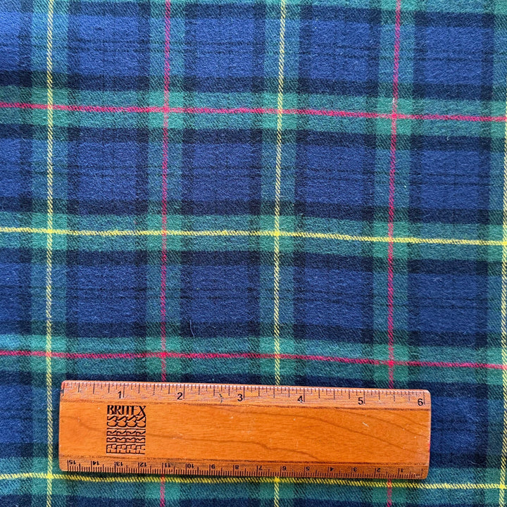 Cozy Navy & Pine Plaid Cotton Flannel Shirting