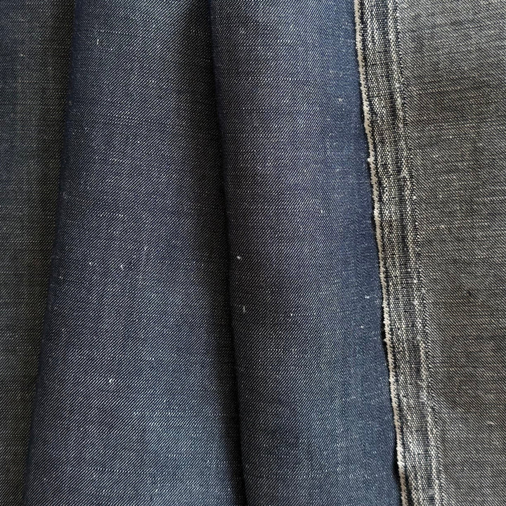 Lighter-Weight Cool Denim Blue Linen & Silk Shirting (Made in Italy)