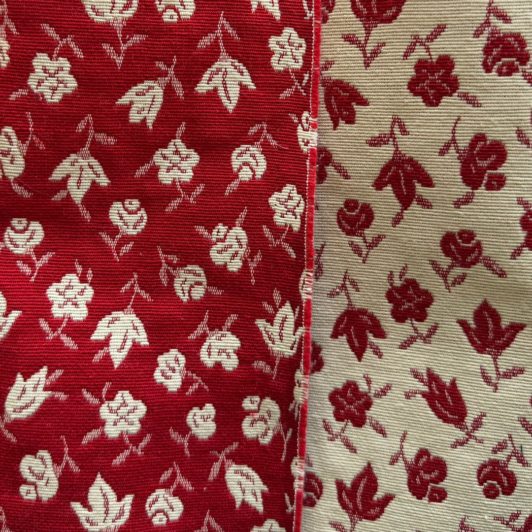 Ditzy Floral Carmine Reversible Cotton Blend Tapestry Suiting