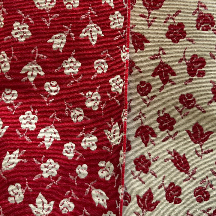 Ditzy Floral Carmine Reversible Cotton Blend Tapestry Suiting