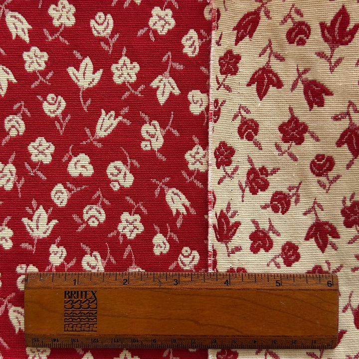 Ditzy Floral Carmine Reversible Cotton Blend Tapestry Suiting