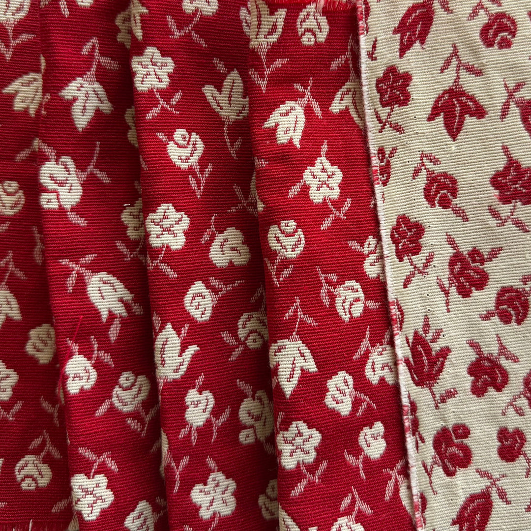 Ditzy Floral Carmine Reversible Cotton Blend Tapestry Suiting