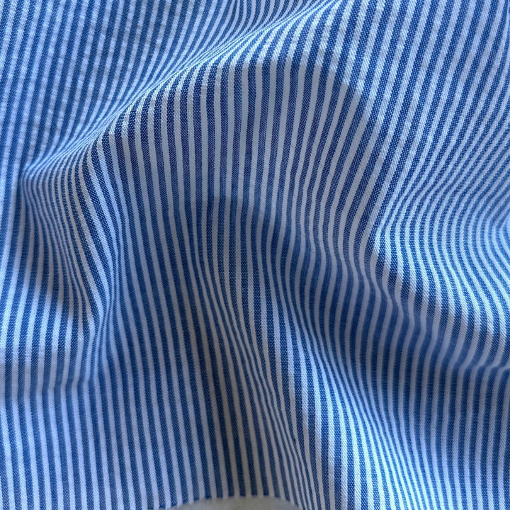 Classic Striped Royal & White Cotton Seersucker