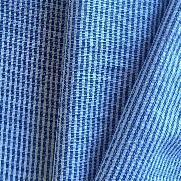 Classic Striped Royal & White Cotton Seersucker