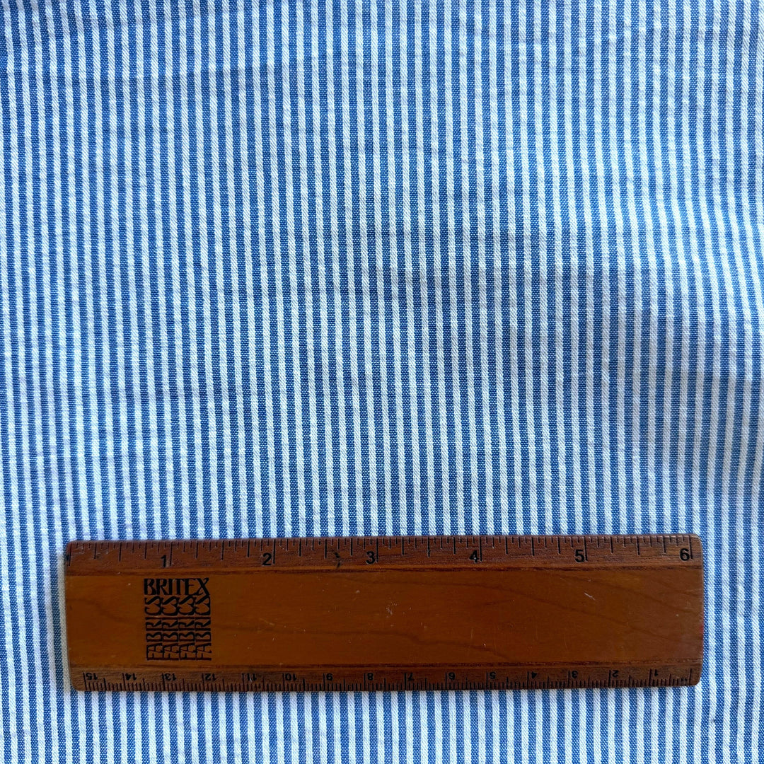 Classic Striped Royal & White Cotton Seersucker