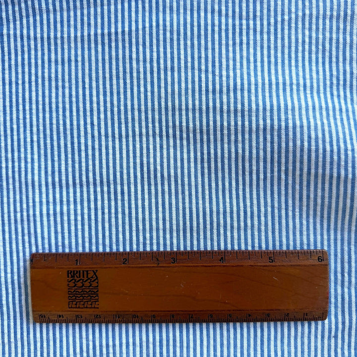 Classic Striped Royal & White Cotton Seersucker