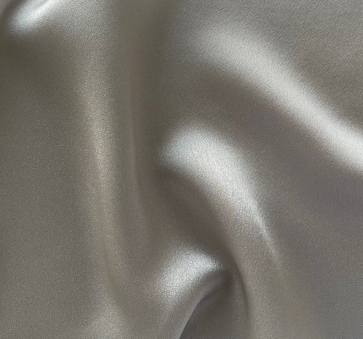 Lustruous Fog Grey Rayon Viscose Blend Crepe Back Satin (Made in Italy)