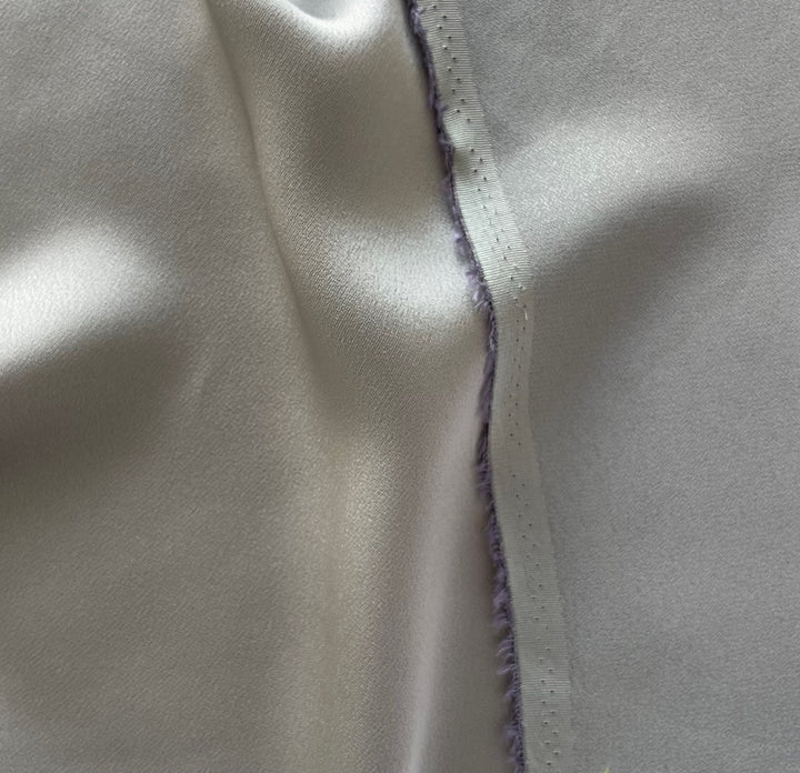 Lustruous Fog Grey Rayon Viscose Blend Crepe Back Satin (Made in Italy)