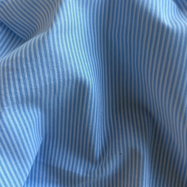 Classic Striped Powder Blue & White Cotton Seersucker