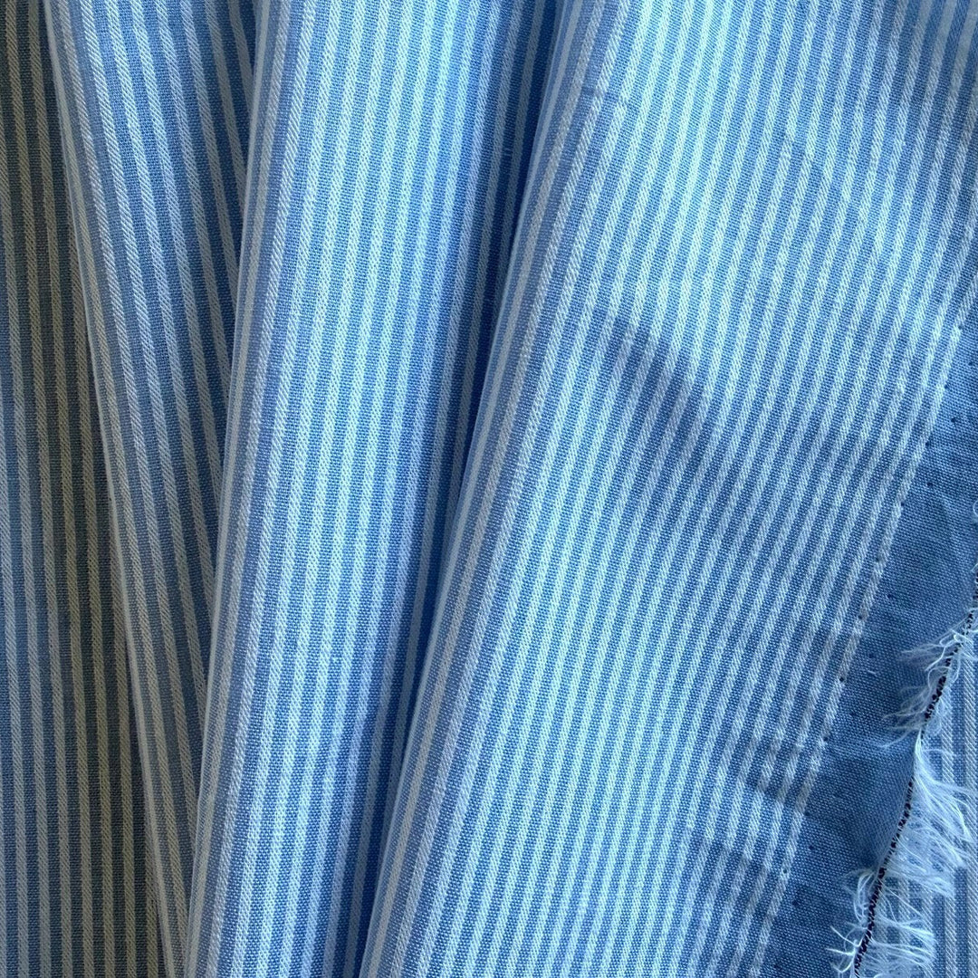 Classic Striped Powder Blue & White Cotton Seersucker