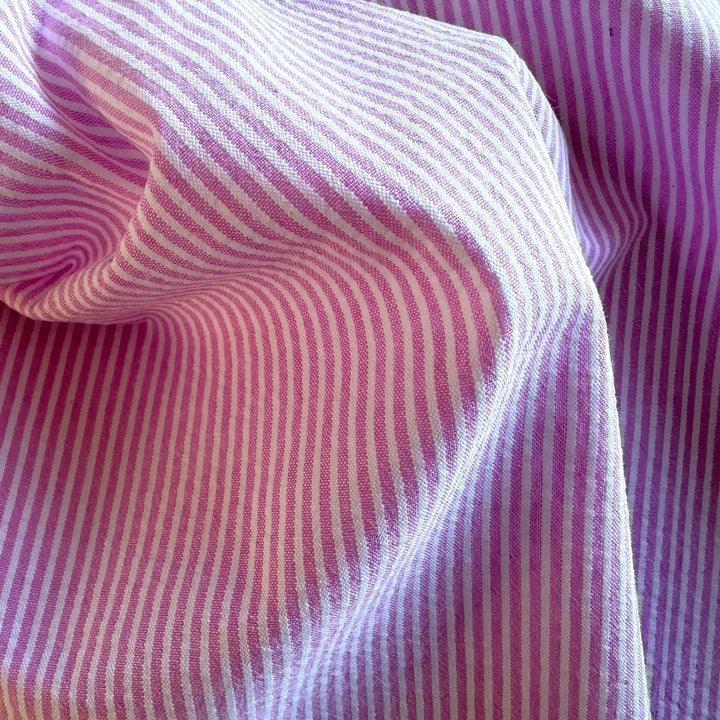Classic Striped Pink & White Cotton Seersucker