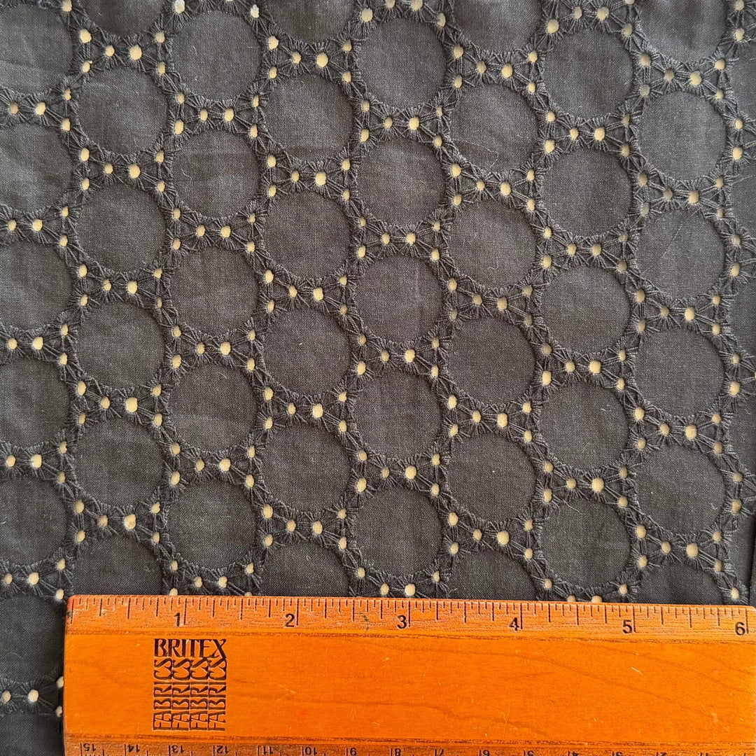 Lighter-Weight Ebony Rolling Orbs Embroidered Cotton Eyelet