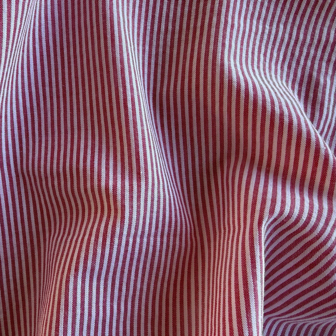 Classic Striped Sporty Red & White Cotton Seersucker